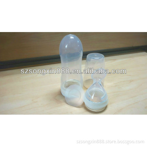 Good quality & most popular baby bottle with spoon in silicone material